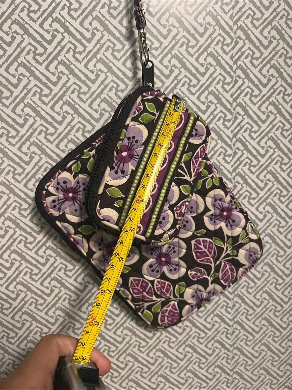 Vera Bradley Purple & Green Quilted Wristlet Wallet Case with Accessory Pouch
